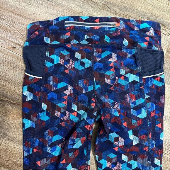 Athleta Be Free Mesh Geometric Leggings Full Length Small Workout - Picture 5 of 6